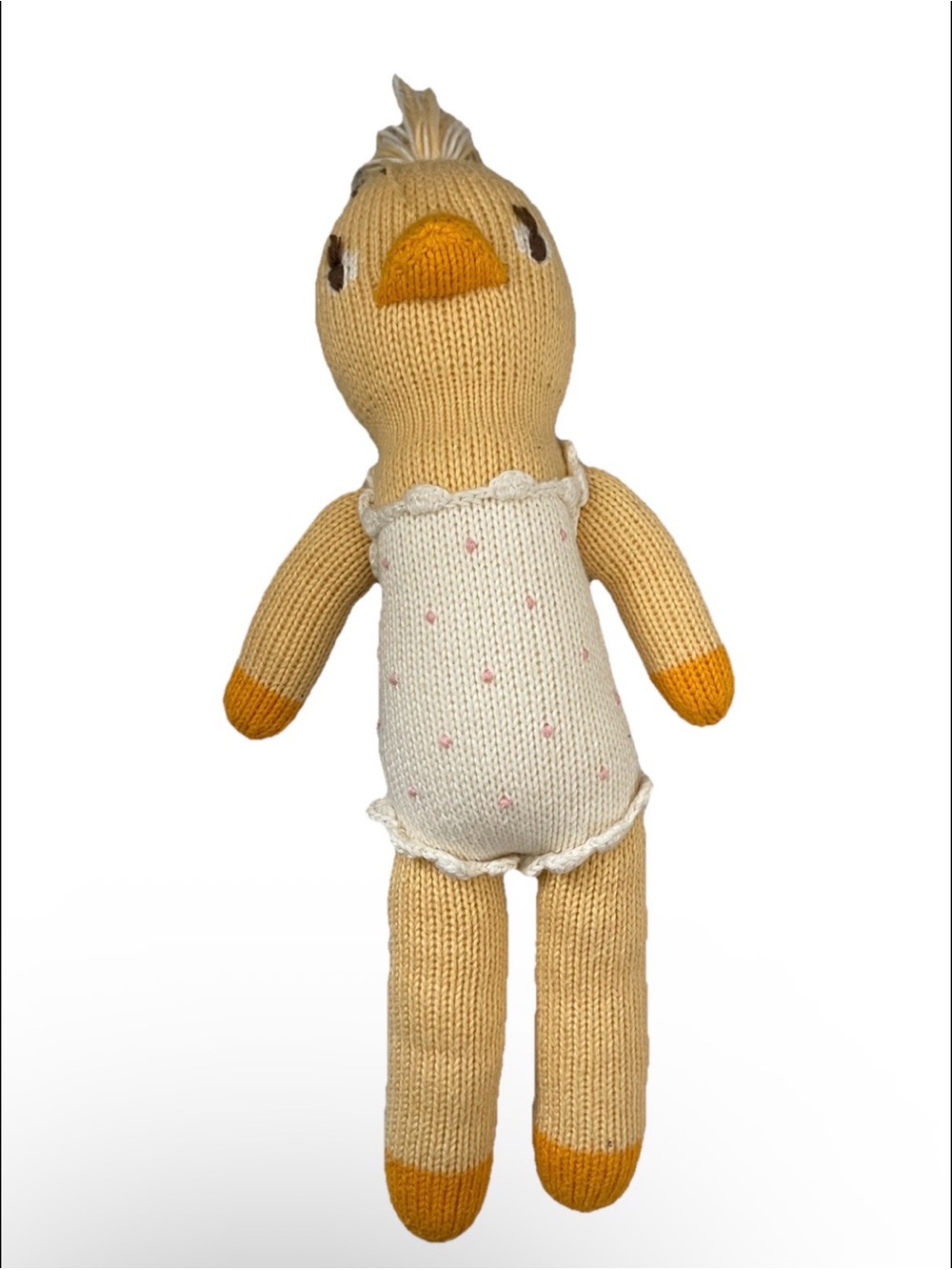 Blabla Kids Yellow Duck Knit Doll Cotton Plush Stuffed Animal Lovey